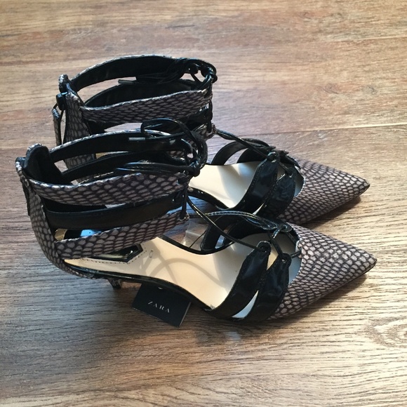 ZARA Leather Sandals:Black/Grey, US 7.5, 8/EUR 38, 39 - Picture 6 of 7